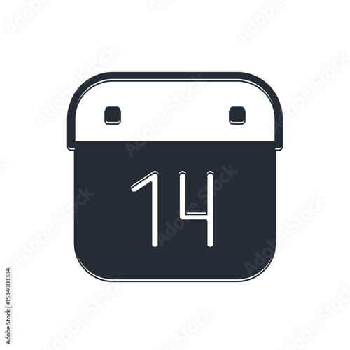 Black Calendar with February 14 icon isolated on white background. Valentines day. Love symbol. Vector