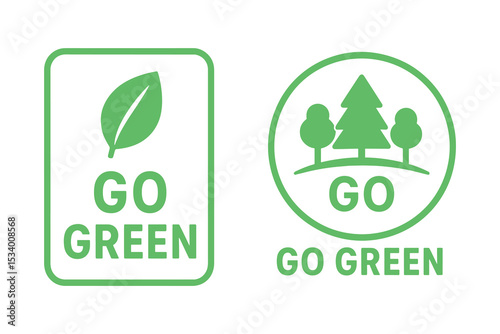 Go green vector illustration with leaf and trees for environment.