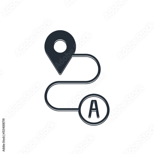 Black Route location icon isolated on white background. Map pointer sign. Concept of path or road. GPS navigator. Vector