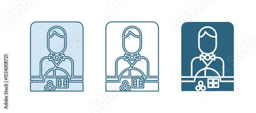 Blue Casino dealer icon isolated on white background. Casino croupier. Vector