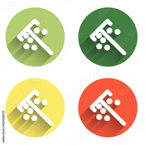 Set Stick for chips icon isolated with long shadow background. Casino gambling. Color circle button. Vector