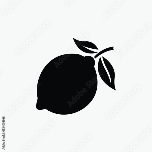Lemon fruit black icon.