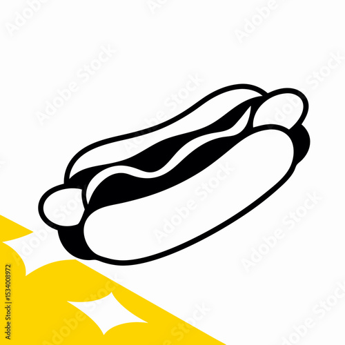 Hot Dog Illustration: Simple Black and White Graphic