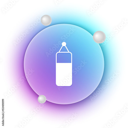 White Punching bag icon isolated on white background. Blue and purple gradient circle background. Vector