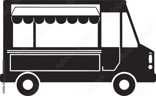 Food Truck Silhouette Vector, Street Food Van Graphic

