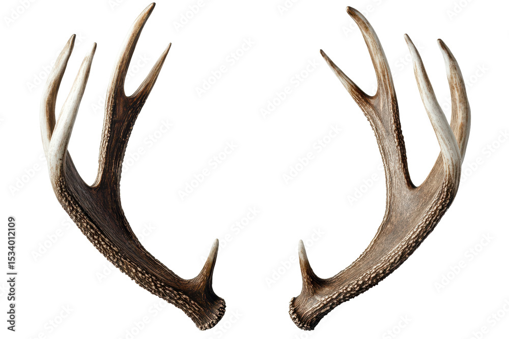 Fototapeta premium Reindeer antlers showcasing intricate detailing found in natural habitats during the winter season across northern regions