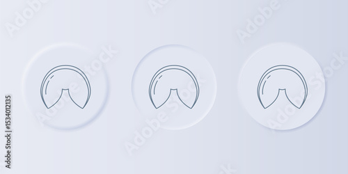 Grey Chinese fortune cookie icon isolated on grey background. Asian traditional. Set icons in square buttons. Vector
