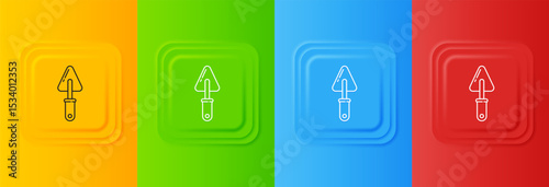 White Trowel icon isolated on colorful background. Set icons in square buttons. Vector