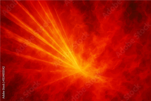 Abstract red yellow with light rays and a hint of smoke texture.