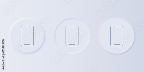 Grey Smartphone, mobile phone icon isolated on grey background. Set icons in square buttons. Vector