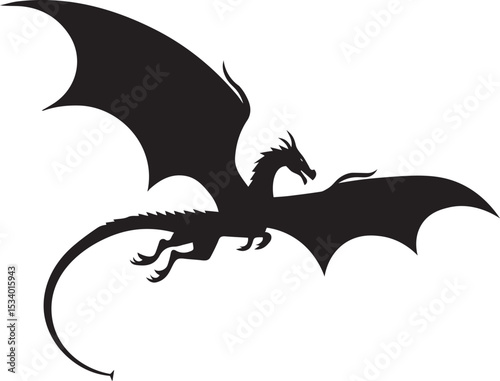 minimal dragon silhouette. flying dragon silhouette