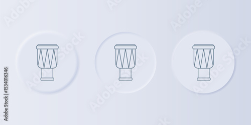 Grey Drum icon isolated on grey background. Music sign. Musical instrument symbol. Set icons in square buttons. Vector
