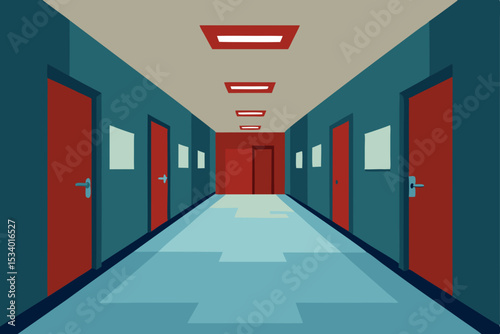 Endless Corridor A Perspective Drawing of a Long, Mysterious Hallway