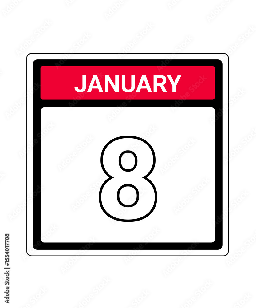 calendar icon january month date 8 calendar icon january month date 8