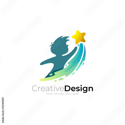 logo of a little boy reaching for his dream star