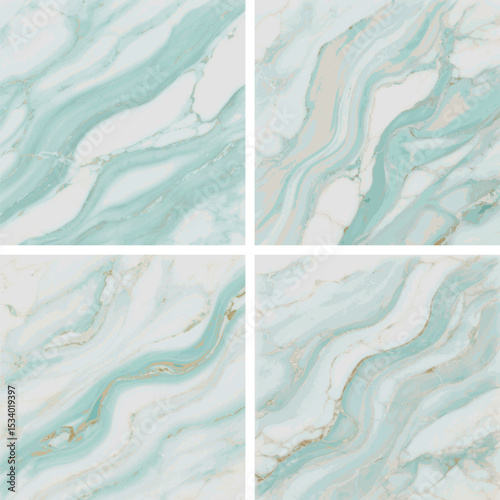 Dusty Sage Elegance Abstract, marbled background in a cool teal, light seafoam green, and beige color palette; flowing, wavy, smooth, subtle, and slightly textured surface vector background