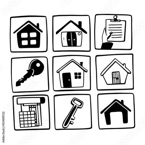 Business teamwork icon collection. property icon, home icon