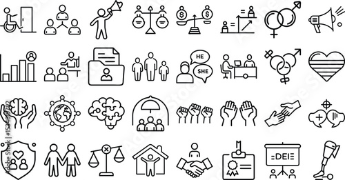 Diversity and Inclusion Line Icons Set