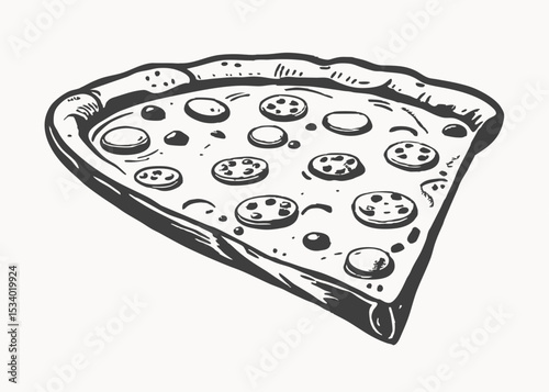 Modern Pizza Icon . Hand Drawn Pizza Vector vintage style Minimalist concept vector illustration