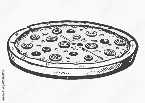 Modern Pizza Icon . Hand Drawn Pizza Vector vintage style Minimalist concept vector illustration