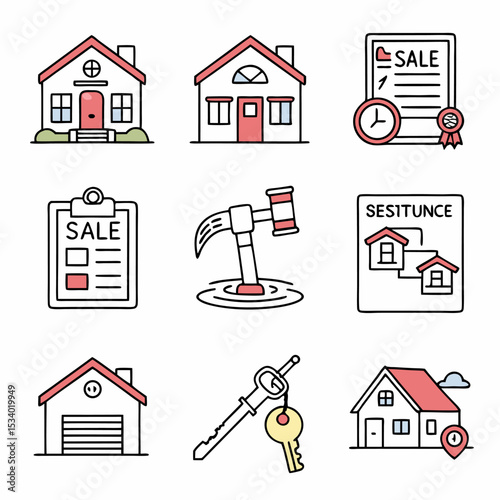 Business teamwork icon collection. property icon, home icon