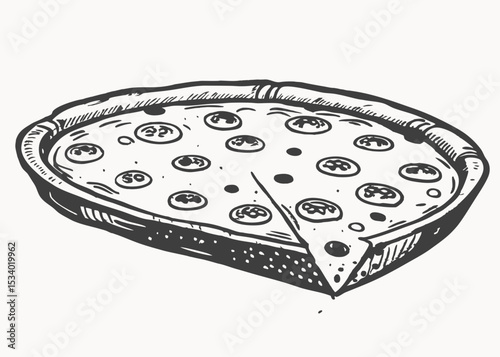 Modern Pizza Icon . Hand Drawn Pizza Vector vintage style Minimalist concept vector illustration
