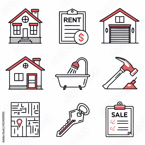 Business teamwork icon collection. property icon, home icon
