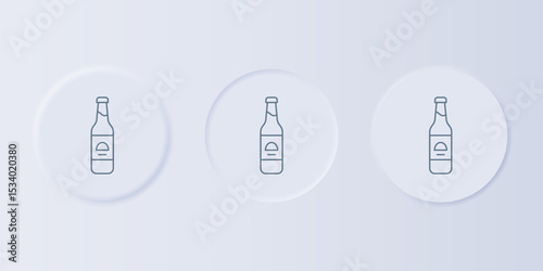 Grey Beer bottle icon isolated on grey background. Set icons in square buttons. Vector
