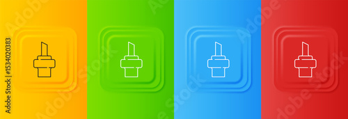 White Wooden cork for wine icon isolated on colorful background. Set icons in square buttons. Vector