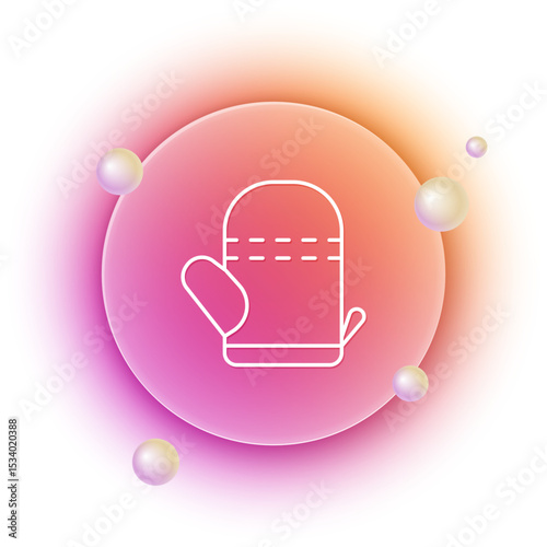 White Oven glove icon isolated on white background. Kitchen potholder sign. Cooking glove. Orange and pink gradient circle background. Vector