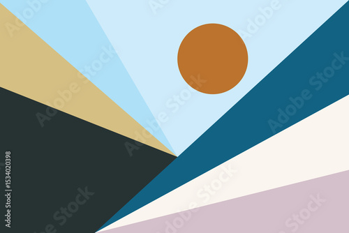 Modern art background with an abstract retro design. Contemporary and contracted style geometric murals