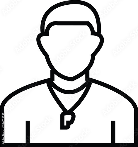  Gym Coach Icon – Fitness Trainer with Whistle Outline Vector