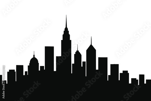 Detailed vector illustration of a modern city skyline silhouette.