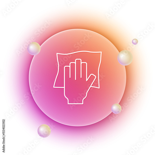 White Cleaning service icon isolated on white background. Latex hand protection sign. Housework cleaning equipment symbol. Orange and pink gradient circle background. Vector