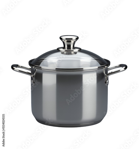 Silver Pot with Transparent Background, Sleek Kitchen Asset