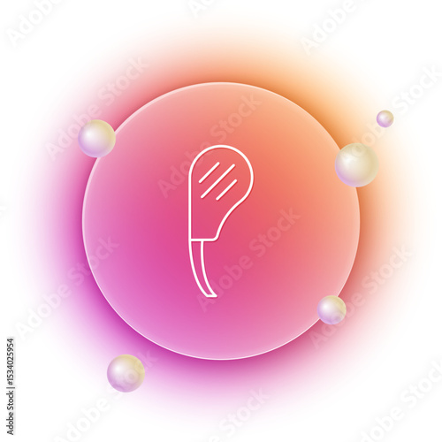 White Rib eye steak icon isolated on white background. Steak tomahawk. Piece of meat. Orange and pink gradient circle background. Vector