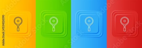 White Frying pan icon isolated on colorful background. Fry or roast food symbol. Set icons in square buttons. Vector
