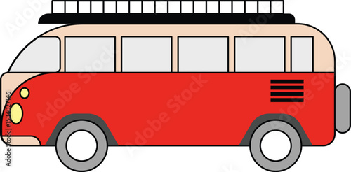 Retro Red Camper Van Illustration