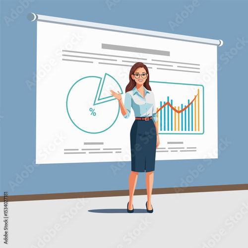 Confident Businesswoman Giving Data Presentation