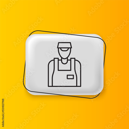 Black Seller icon isolated on yellow background. Silver rectangle button. Vector