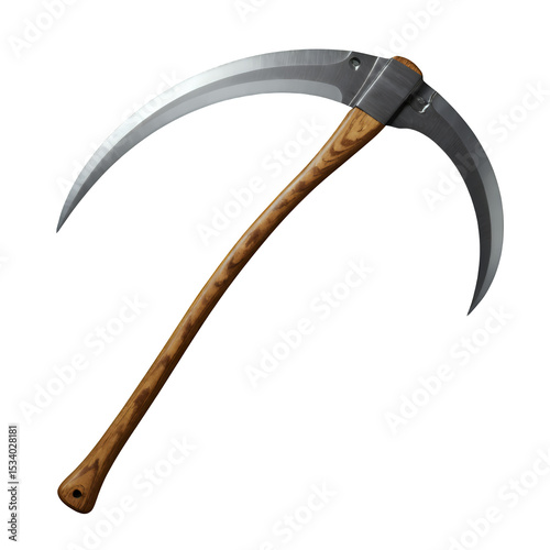 Silver Sickle with Transparent Background, Rustic Design Element