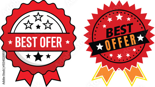 Best Offer Badge Vector Set with Ribbon Labels for Promotion and Sale

