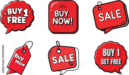 Buy Now and Sale Label Icon Set for E-commerce and Promotion Design

