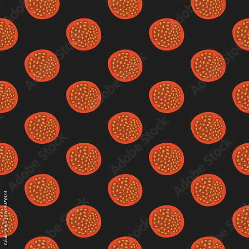 tomato slice vector repeated pattern background, vegetable seamless pattern design