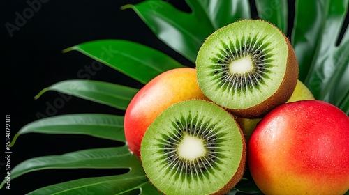 Fresh Kiwi Fruit Slices with Mango