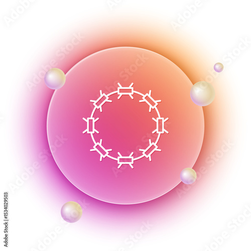White Crown of thorns of Jesus Christ icon isolated on white background. Religion, bible, christianity concept. Orange and pink gradient circle background. Vector