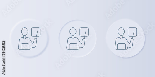 Grey Teacher icon isolated on grey background. Set icons in square buttons. Vector