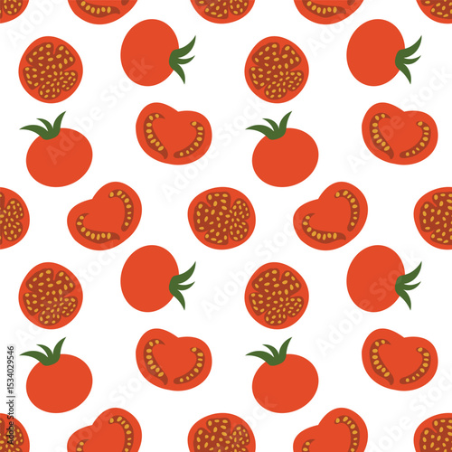 tomato vector repeated pattern background, vegetable seamless pattern design