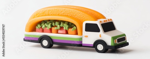 Taco Truck Toy 3D Render of Food Delivery Vehicle ,foodtruck ,toy