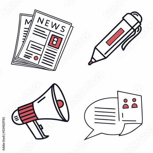 information vector icon,speaker radio newspaper